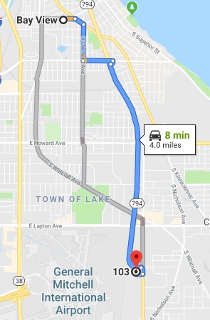 Directions from Bay View to Kock Chiropractic